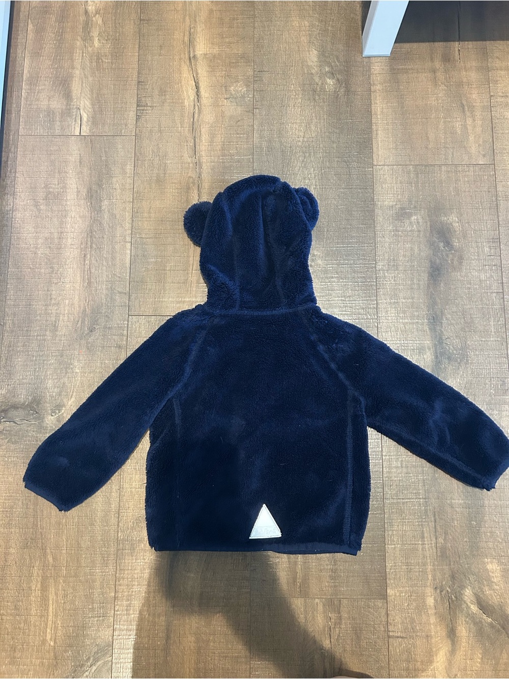 LL Bean Navy Fuzzy Hooded Jacket with Bear Ears Size 2T - Picture 3 of 4